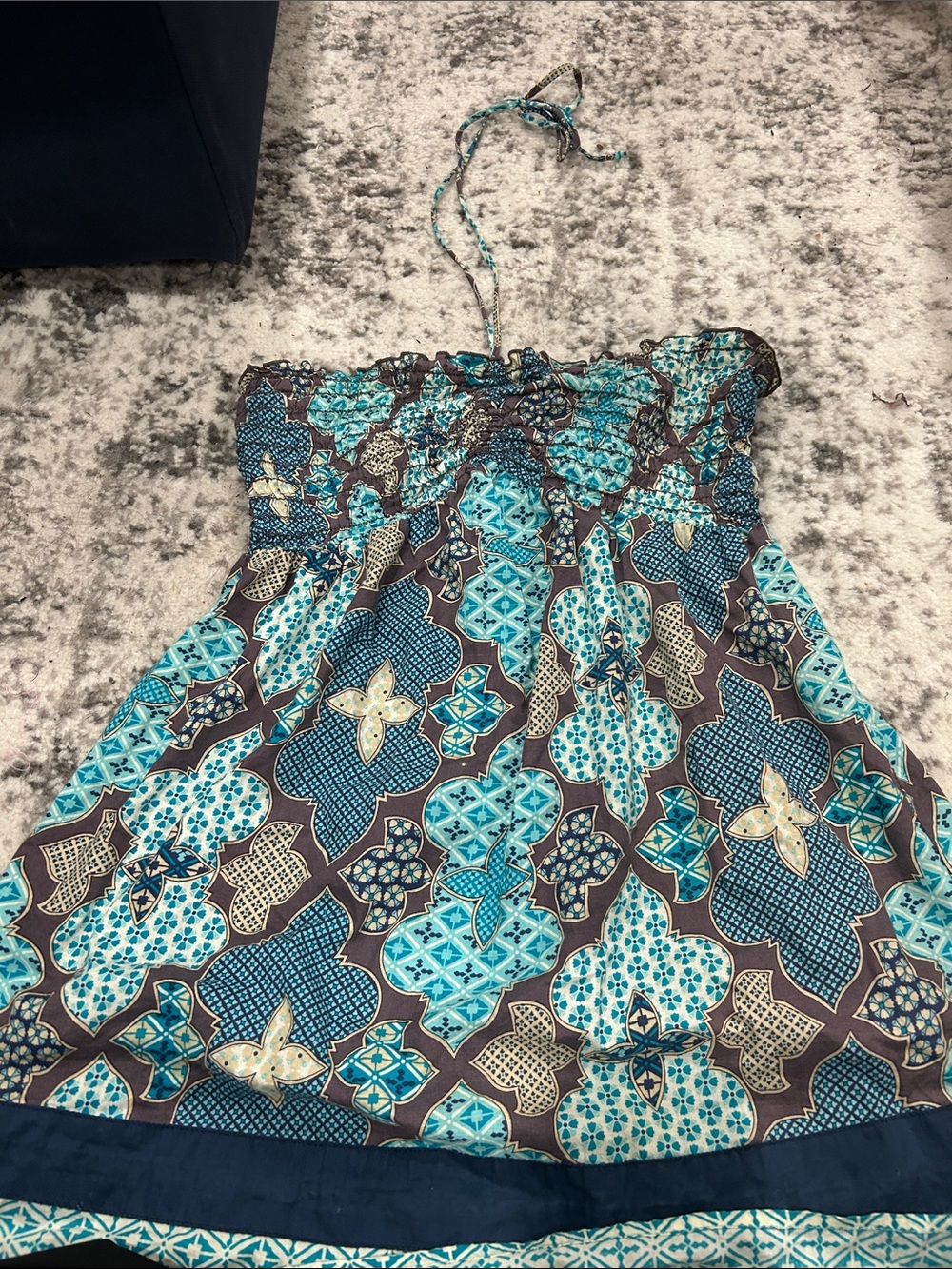 Strapless Blue Patterned Women’s Top